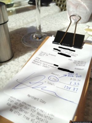 Bacşişul - trecut pe nota de plată la restaurant
